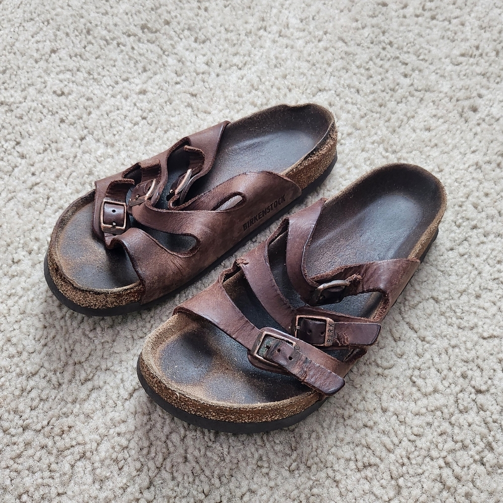 Birkenstock Papillo Sandals Women's Size 6 Buckle Slide Brown Leather Straps - Picture 6 of 6
